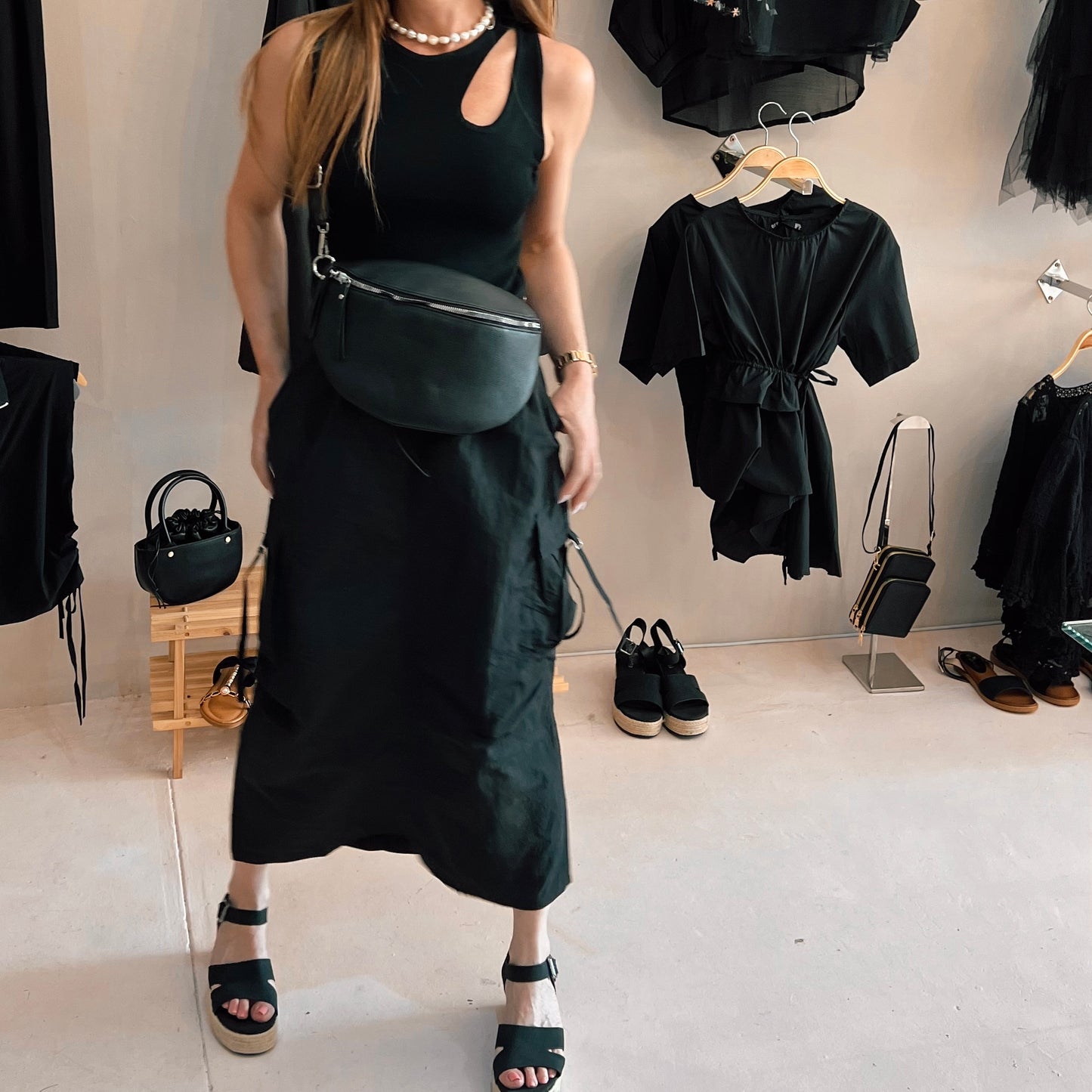 Black Cargo Skirt