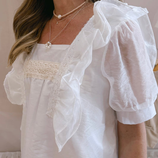 White Chiffon Sleeve Blouse