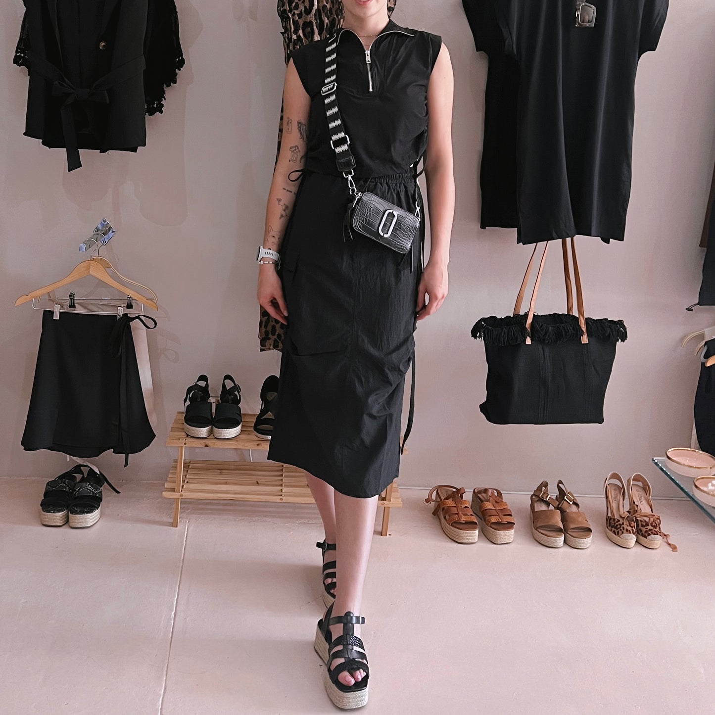 Black Cargo Skirt