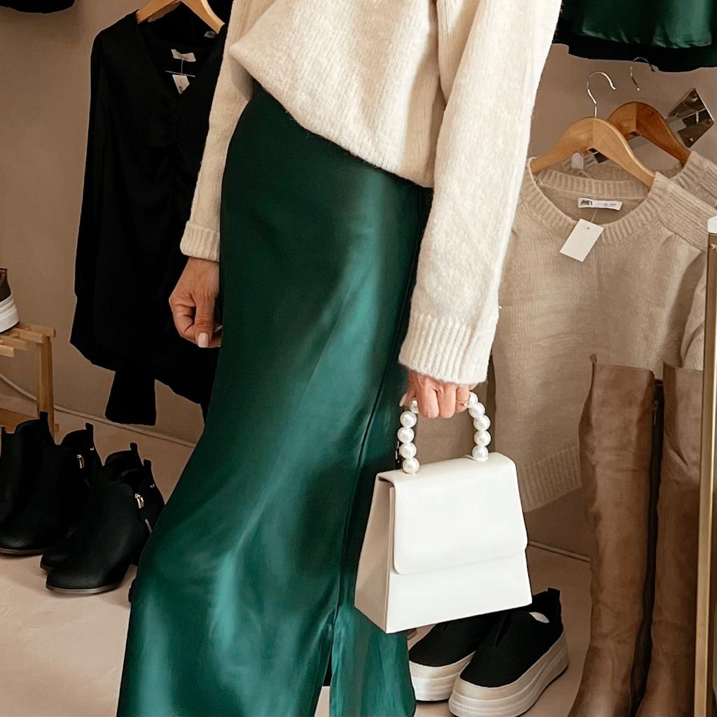 Green Satin Skirt