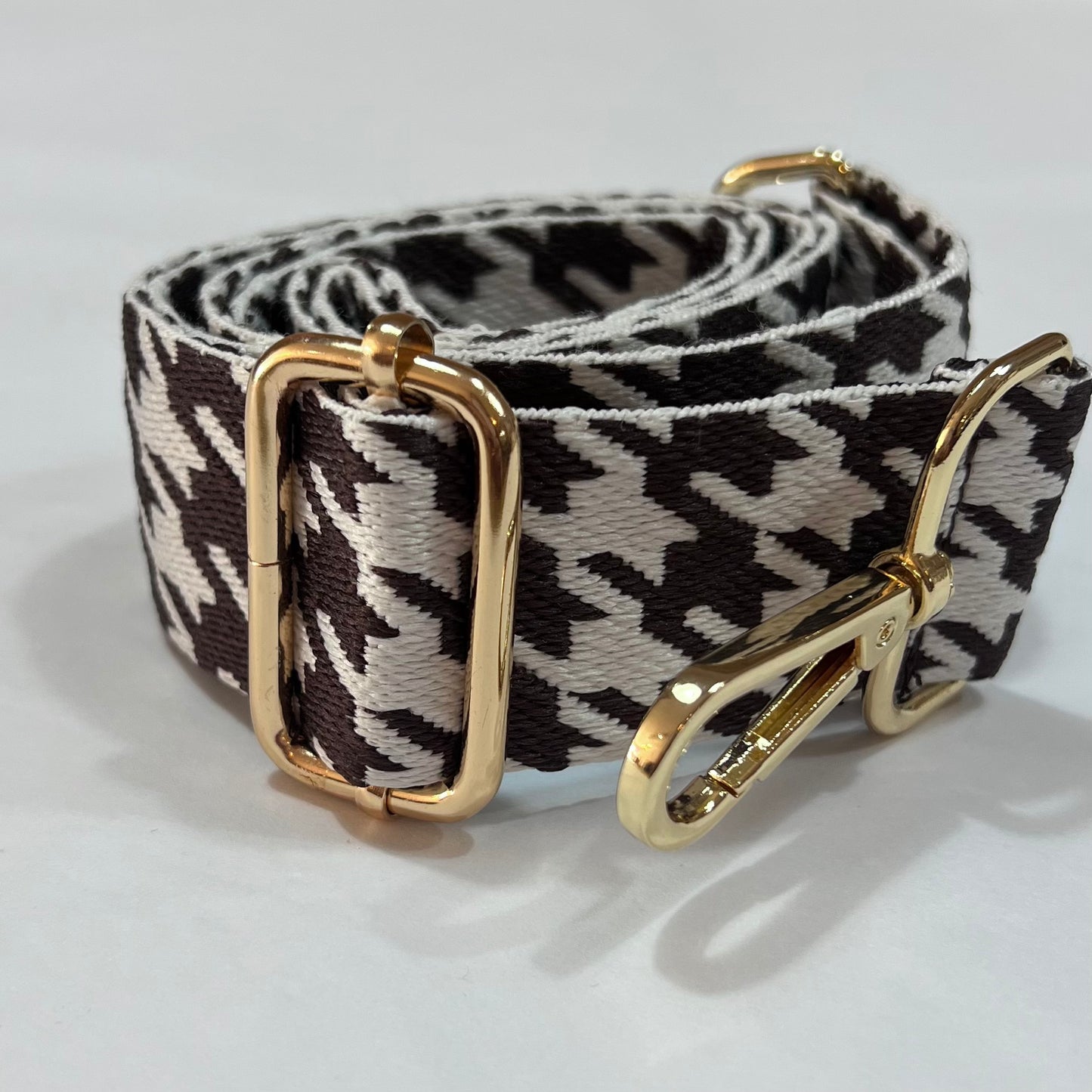 Houndstooth bag strap Brown