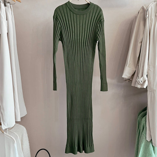 Olive Long Sleeve Knitted dress
